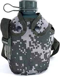 HNJZX Camouflage kettle,Titanium Military Canteen Cups,Aluminum Military Canteen Water Bottle,Army Style Water Bottle Canteen,with Cover Bag for Camping Hiking Backpacking Hunting (Woodland Camouflage)