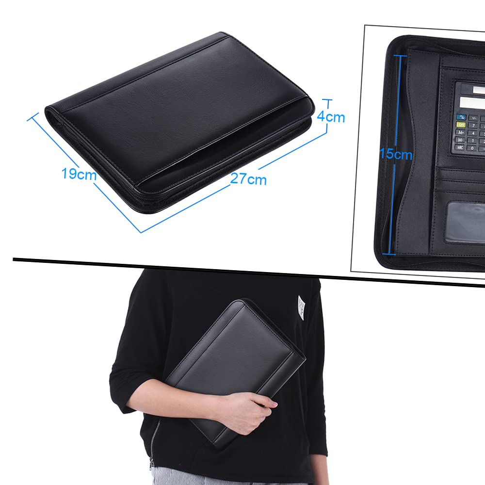 Cartella A5 Portatile Organizzatore Documenti PU per Ufficio con Calcolatore per Professionisti