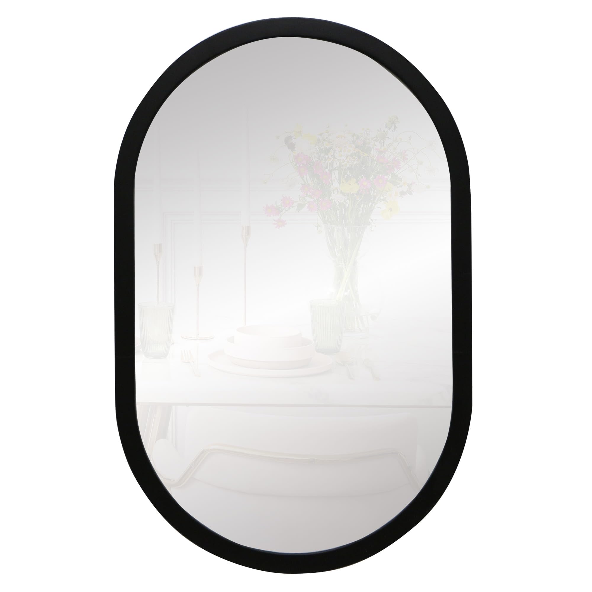 la fabrica del cuadro Espejo Ovalado de Pared Fabricado en España - Moldura 2.5 cm - Acabado Artesanal - Espejo Decorativo Ideal para Salón, Recibidor,Dormitorio y Baño... (Negro, 45x70 cm)