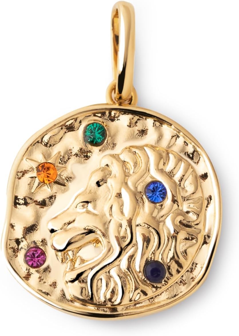 SINGULARU  Charm Organic Colors Zodiaco. Colgante en Latón con Acabado Baño de Oro de 18Kt. Charm Combinable con Collar. Joyas para Mujer. Leo