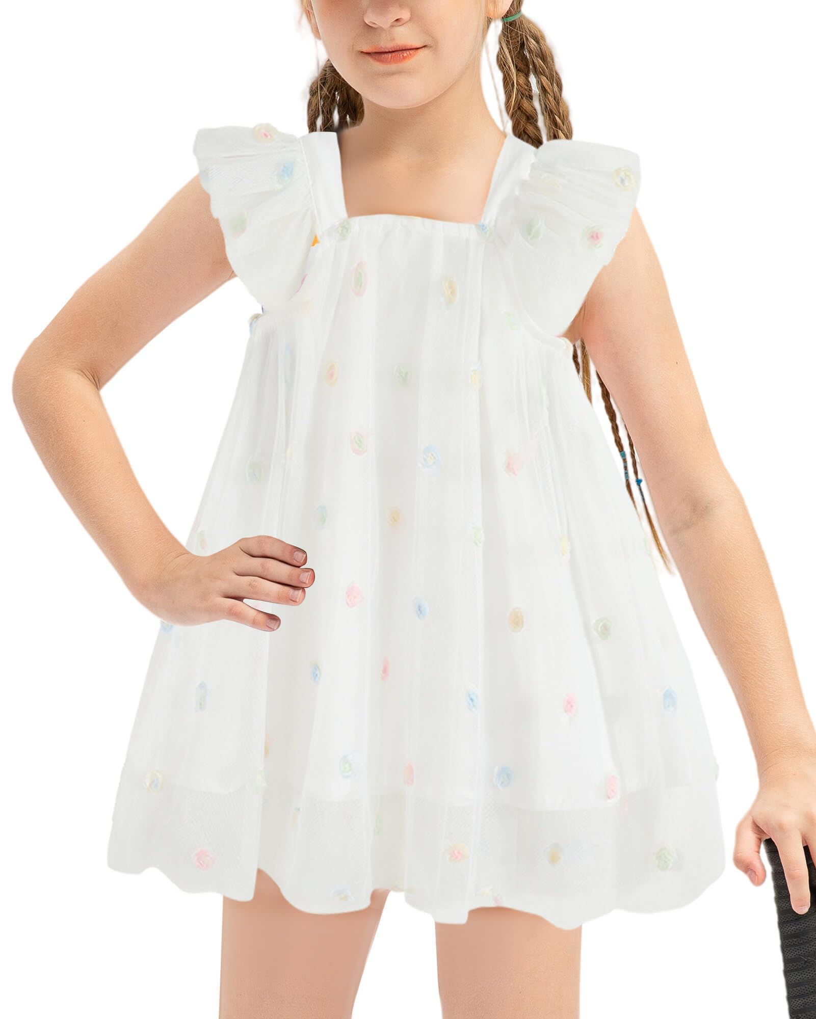 AIEOE Niña Bebé Tutu Vestidos de Volante Sin Mangas Princesa 100% Algodón Tul Vestido Fiesta Verano para 9 Meses-5 Años