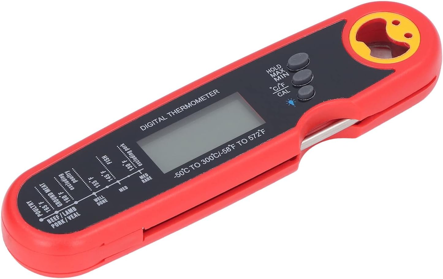 review VINGVO Food Thermometer, IP67 Waterproof, Widely Applicable Foldable Meat Thermometer Probe (Red)