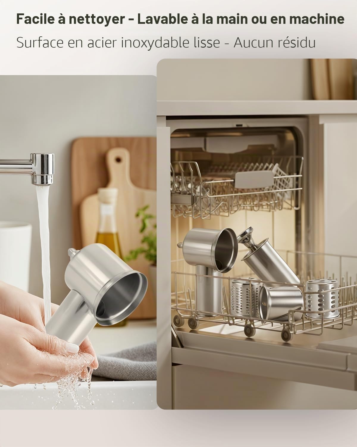 RAFBAR Accessoire pour râpe à fromage KitchenAid - Lame plus large de 75 mm pour KitchenAid - Grande goulotte d'alimentation de 60 mm, 3 lames de tambour, machine à salade, passe au lave-vaisselle