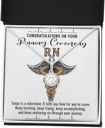 Regalos de ceremonia de fijación BSN RN PCT Enfermeras Felicitaciones Graduado Graduado de Enfermería Tarjeta de Mensaje Inspirador y Collar Regalo