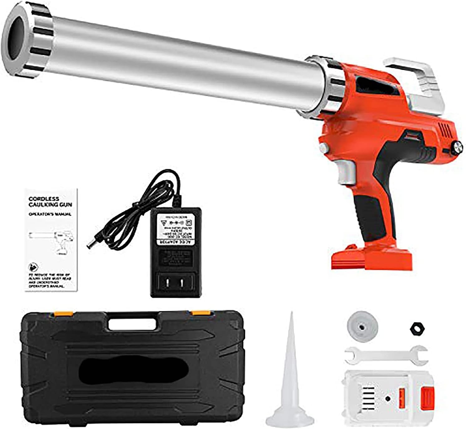 Pistola de calafateo eléctrica de 20 V con 2 baterías y Cargador, Adecuada para Cartuchos de 10-20 oz (300-600 ML) y Paquetes de Salchichas, Pistola de calafateo inalámbrica Profesional para calafat