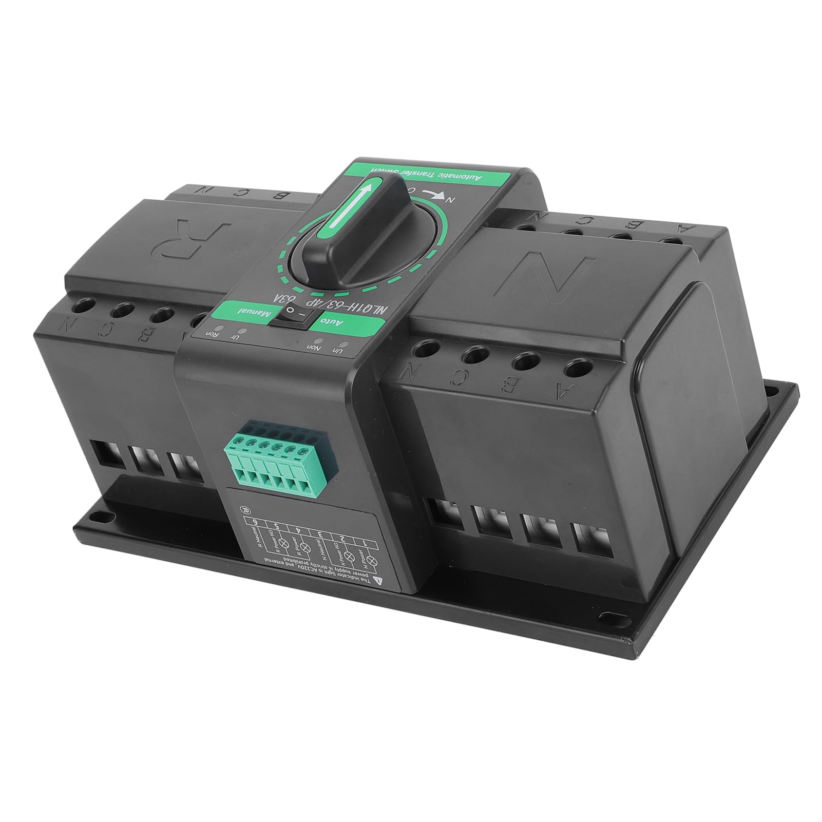 ASHATA Interruptor de Transferencia Automática de Doble Potencia 63A, Compacto y Confiable para Uso Doméstico e Industrial, Carcasa Retardante de PC