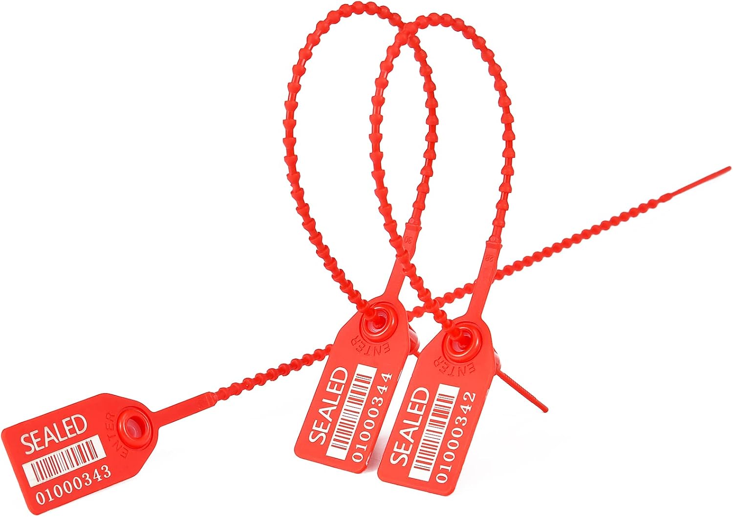 LeadSeals 500 Red Plastic Barcode Seals, Sequentially