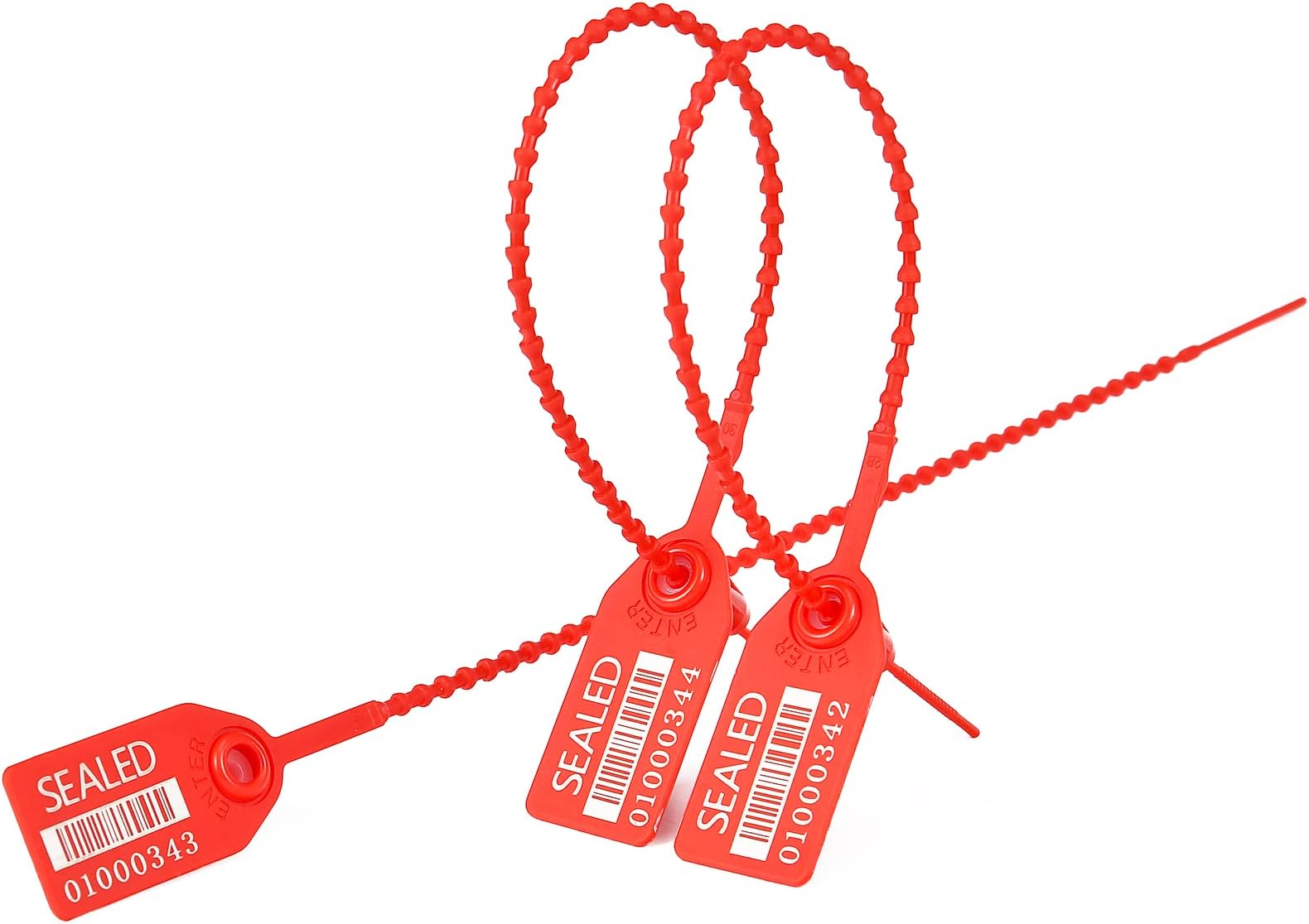 500 Red Plastic Barcode Seals, Sequentially Serial Plastic Tamper Seals Security Tags, Numberd Zip Ties Pull-Tite Security Seals, Tamper Proof Tags Plasic Locks for Fire Extinguishers