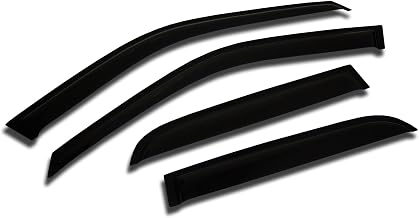 Outside Mount Car Window Rain Guards Compatible with Mazda Protege 1999-2005 | Tape-On | Rain Shields Window Visor Window Deflectors | Dark Smoke, 4 Pcs Set, WV2M-315