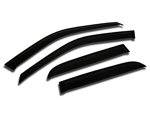 Outside Mount Car Window Rain Guards Compatible with Buick Rainier 2004-2007 | Tape-On | Rain Shields Window Visor Window Deflectors | Dark Smoke, 4 Pcs Set, WV2M-203