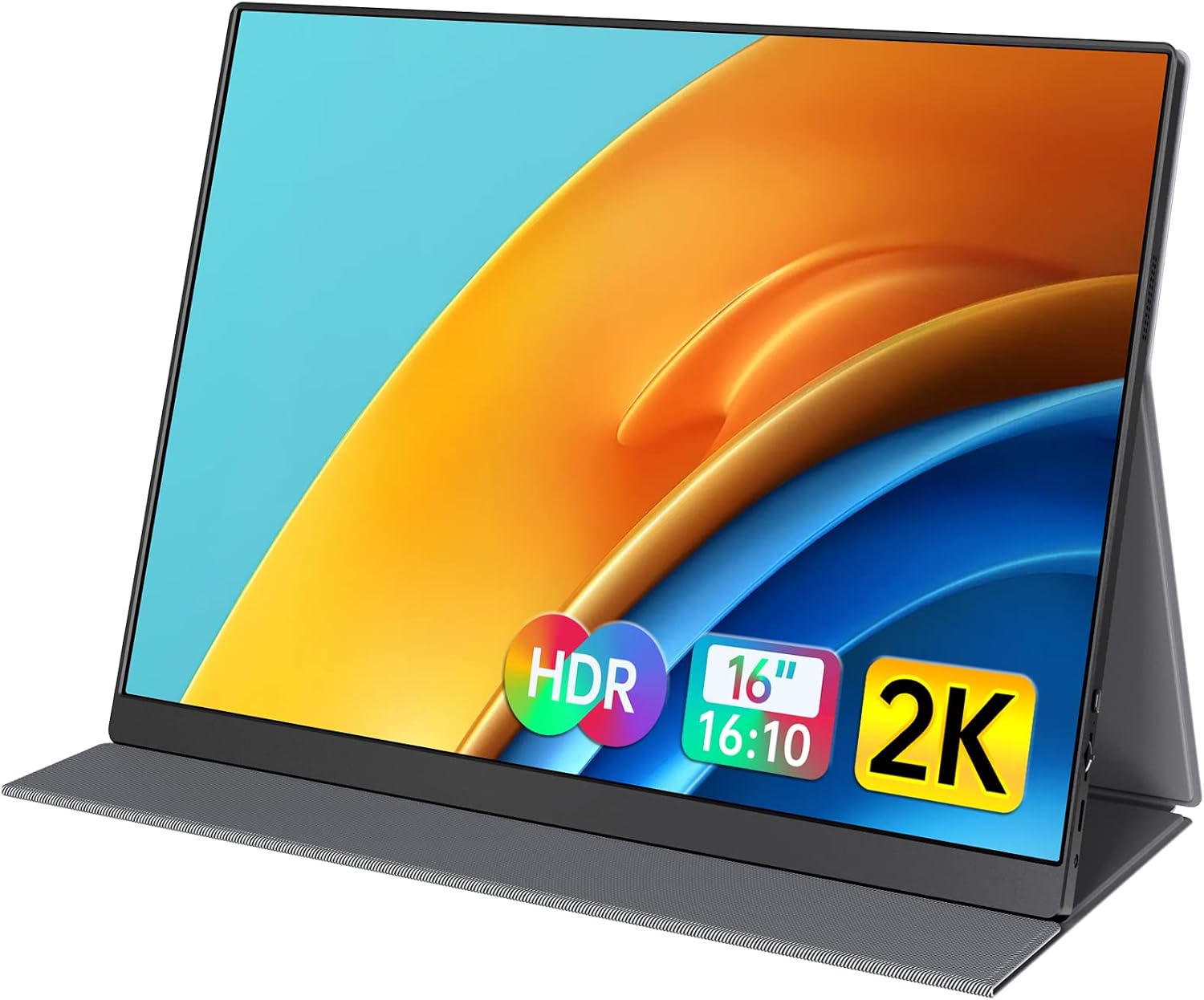 ForHelp 2k Portable Monitor 16inch 2560X1600 USB C Laptop Monitor HDMI Computer Display HDR IPS Gaming Screen w/Smart Cover & Dual Speakers, Travel Monitor for PC Mac Phone Xbox PS5 Switch Laptop