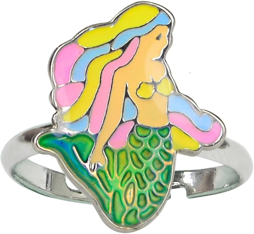 Fairy Tale Cute Mermaid Color Change Mood Ring For Girls Size Adjustable