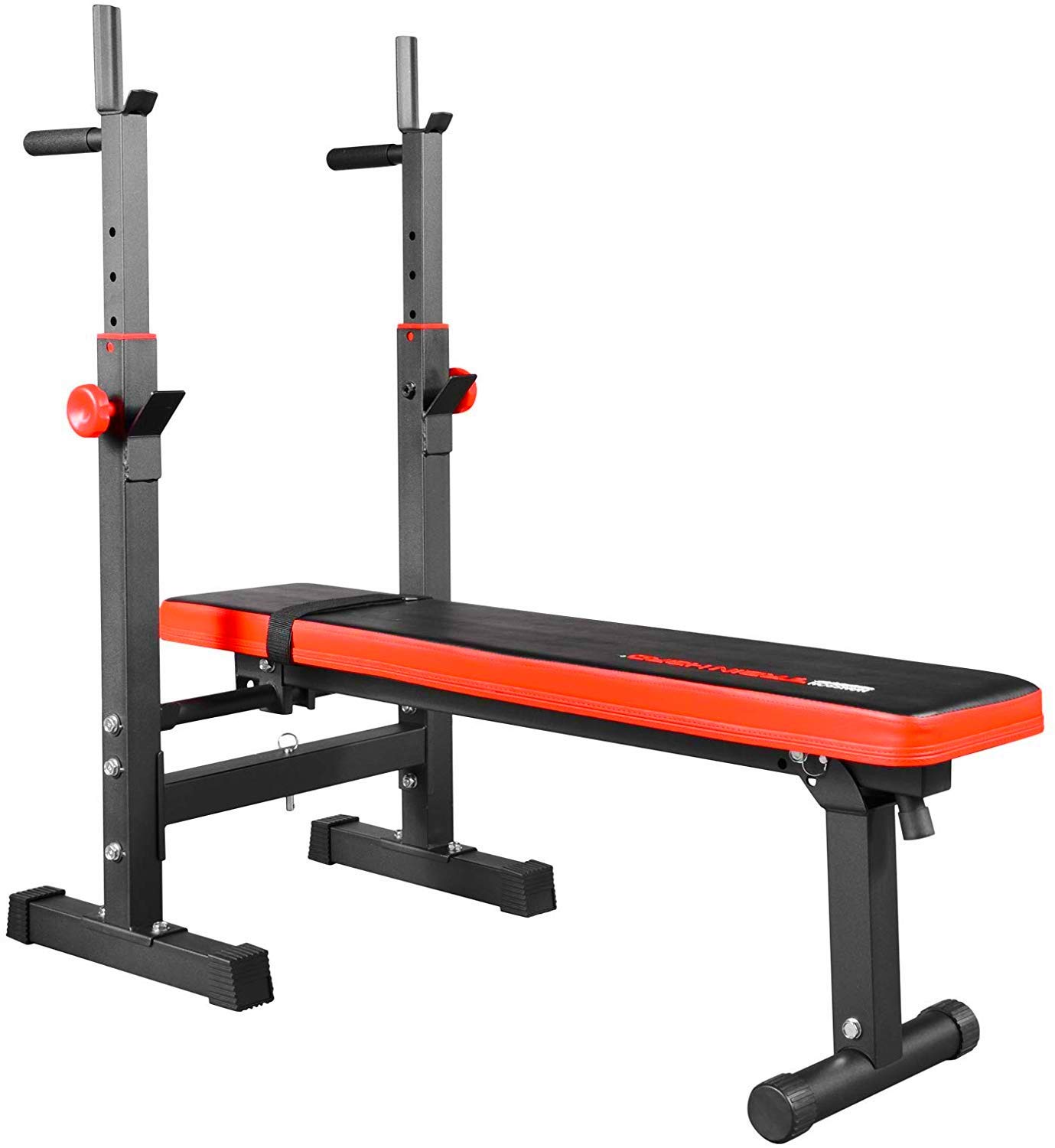 TrainHard BlackCombo ławeczka do podnoszenia ciężarów, wielofunkcyjna, składana i regulowana, z obciążeniem od 50 kg do 160 kg, długa sztanga krótka, sztanga łamana, np. wybór (z hantlami o wadze 50 kg)