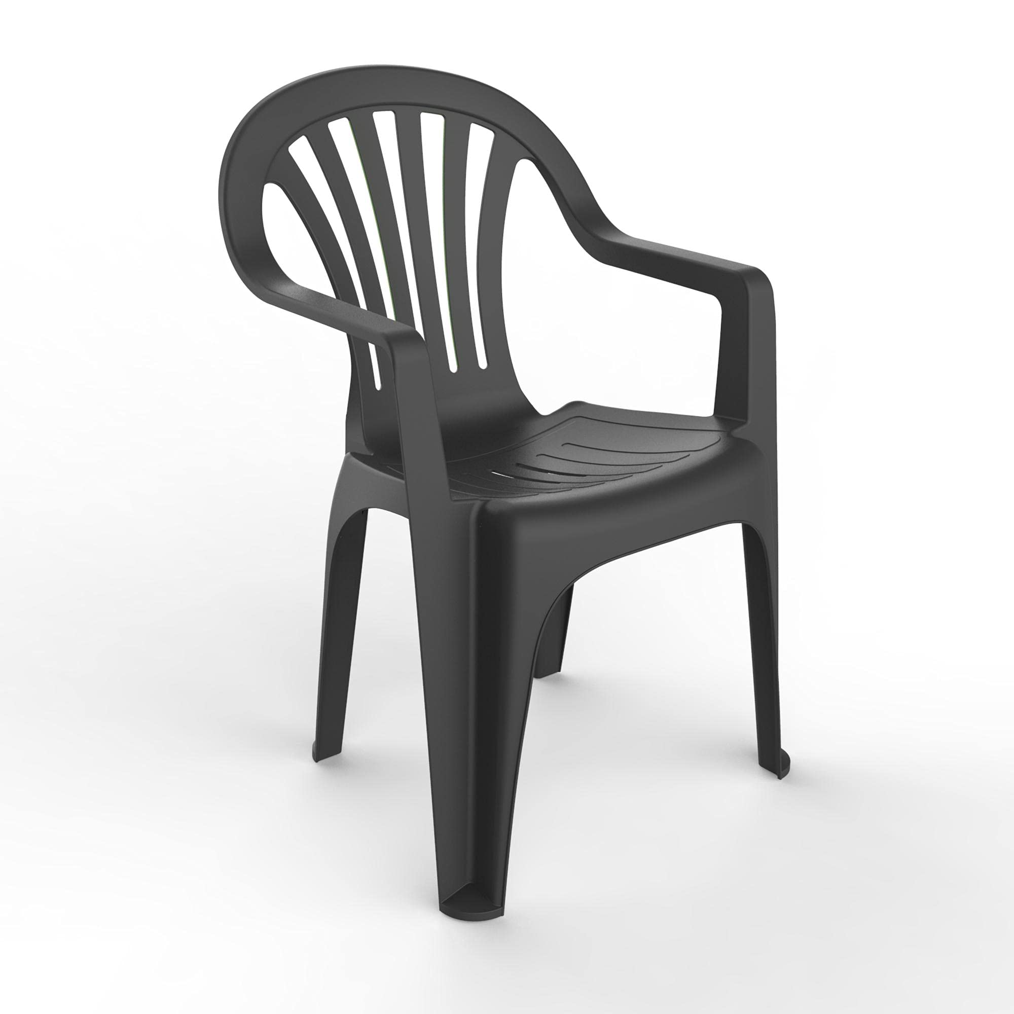 resol grupo RESOL Nuevo Pals Set 4 Sillas de Plástico Reposabrazos Exterior Ligera y Apilable para Eventos Reuniones Jardín Terraza Patio Fácil Mantenimiento Filtro UV Color Gris Antracita