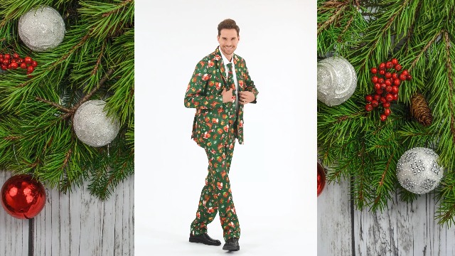 Costumes De Noël Pour Hommes, Vestes De Costume Homme Costume De Pere Noel Bouton Slim Fit DéGuisement Noel Homme Deguisement Noel Homme Blazers Homme Cadeau Noel