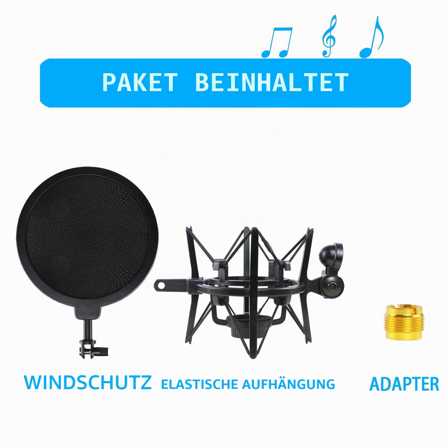 AT2020 Mikrofonspinne mit Popschutz, Windschutz und Shockmount zur Reduzierung von Vibrations für AT2020USB+ Condenser Mic von YOUSHARES