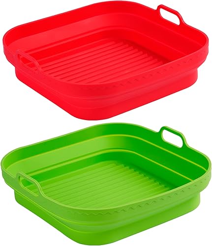 ZOADLE Paquete de 2 forros cuadrados de silicona para freidora de aire ollas reutilizables de 8 pulgadas resistentes al calor fáciles de limpiar disponible en Yaxa Colombia