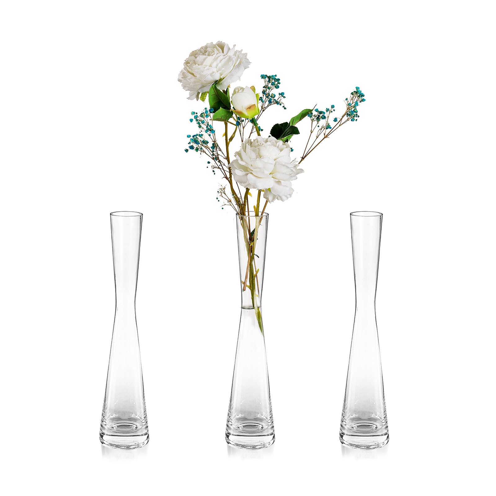 Floreros estrechos transparentes de 24.5cm para adornos florales de salón