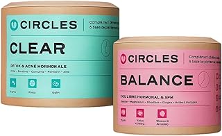 CIRCLE DUO CLEAR + BALANCE – Complément Alimentaire Femme – Zinc, Bardane, Magnésium, Vitamine B6 – Équilibre Hormonal, Confort Menstruel & Peau Nette – 120 Gélules Vegan