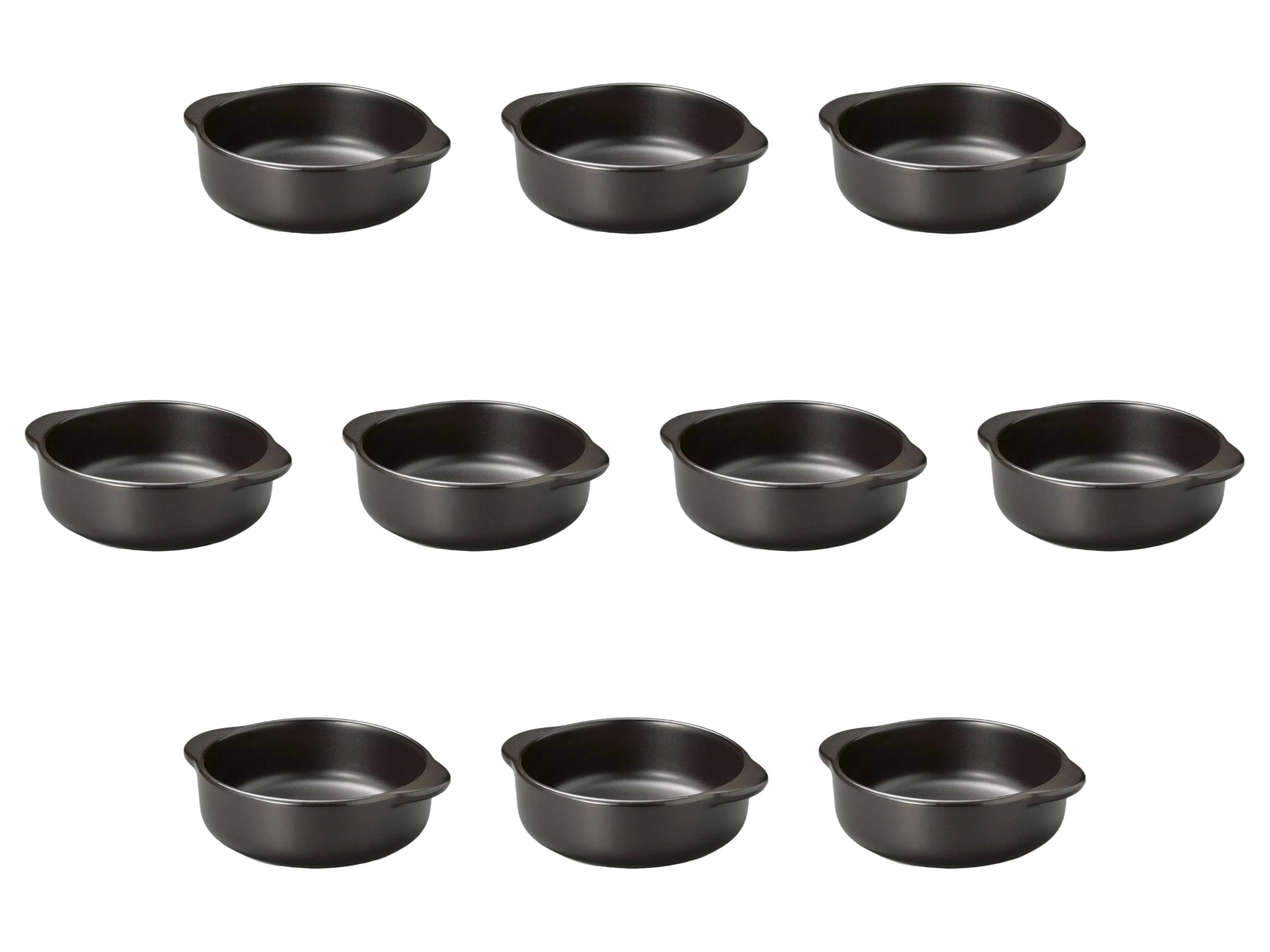 Set of 10, Brown Round Doria [6.9 x ?5.8 x 2.0 inches (17.5 x 14.7 x 5 cm) | Gratin Dish, Ceramic, Banko Ware, Direct Fire, Setomonohonpo,