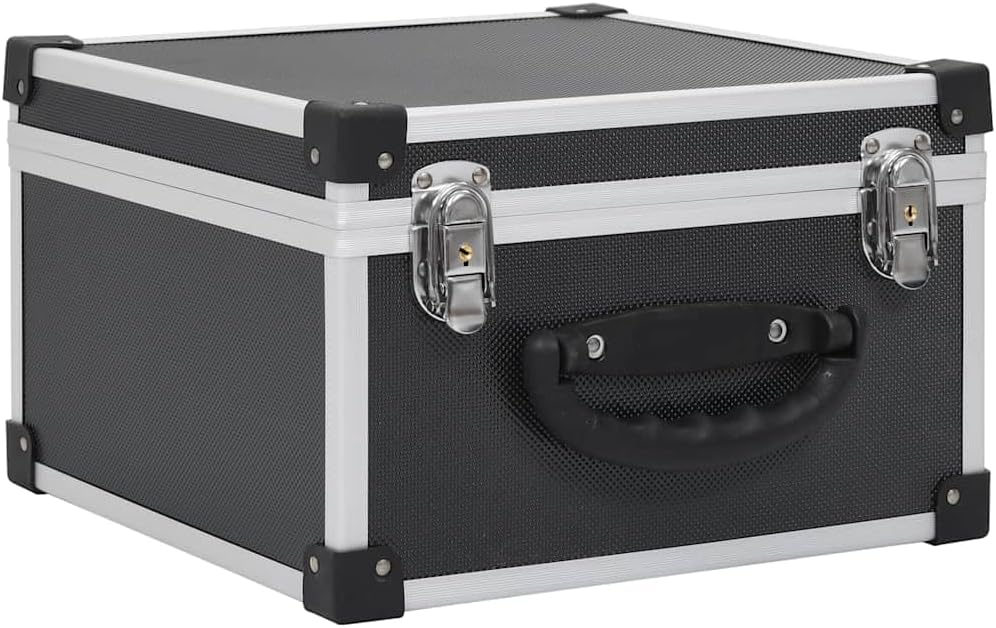 CD Storage Case for 40 Discs, Aluminum and ABS Hard Shell Carrying Box with Locking Mechanism, Protective Media Organizer for DVD, Music CD, and Gaming Discs, Black