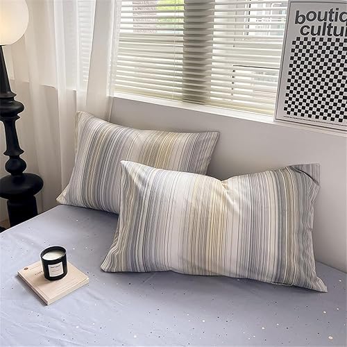 Miniatura 5 de VM VOUGEMARKET Juego de funda de edredón tamaño King, funda de edredón a rayas amarillas y grises con 2 fundas de almohada, juego de ropa de cama de