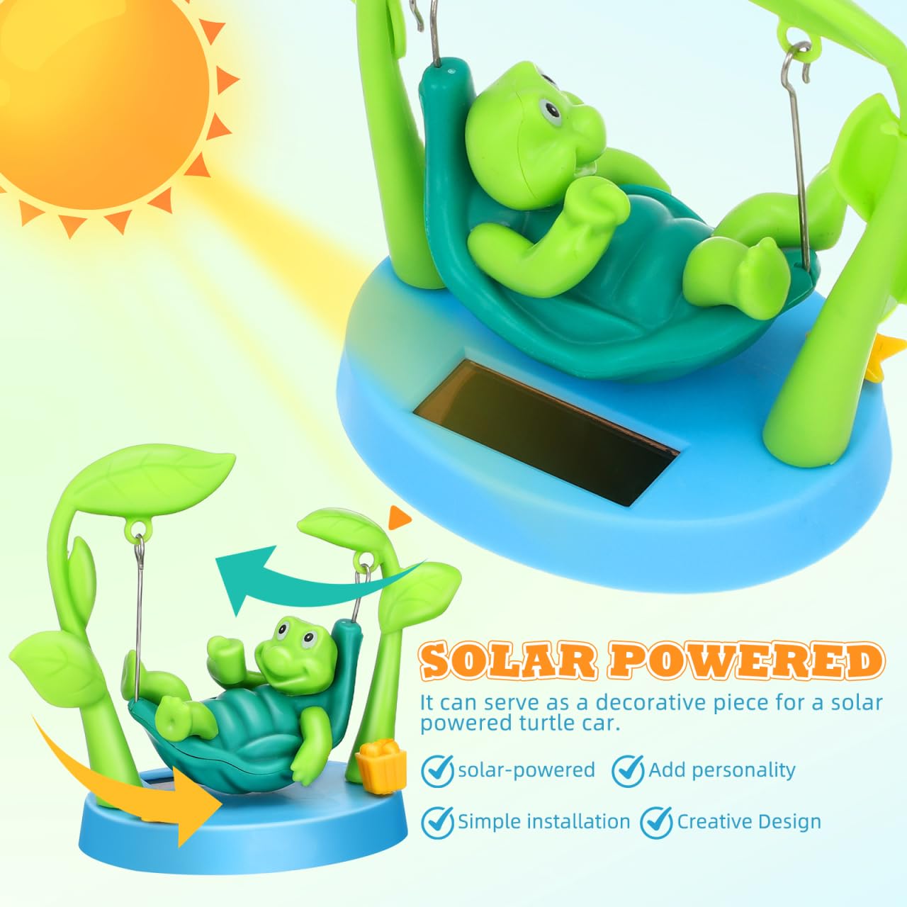 IMIKEYA Solar Wackelfigur Auto lustig Schwingende Schildkröte Ornament Solarbetriebene Figuren Auto Innenraum Wackelfigur für Dashboard Autodekoration