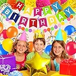 Multicolor Birthday Decorations - Happy Birthday Banner, Paper Pompoms, Confetti, Balloons, Hanging Garland, Swirl Streamers for Boys and Girls Party Decor - Image 2