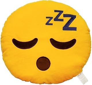 EvZ Emoji Sleeping Face Emoticon Cushion Stuffed Plush Soft Pillow, Official Certified, 32cm Yellow