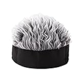 Men's Funky Faux Fur Knit Beanie Hat, Hip-Hop Style, Cool Streetwear Funky Knit Wig Hat with Straight Hair