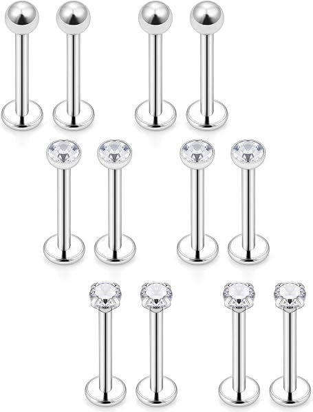 Mayhoop 4-12 Pezzi 16G Piercing Helix Trago Cartilagine Acciaio Chirurgico Argento Oro Rosa Fiore Opale Elica Orecchio Orecchini Piercing - 1