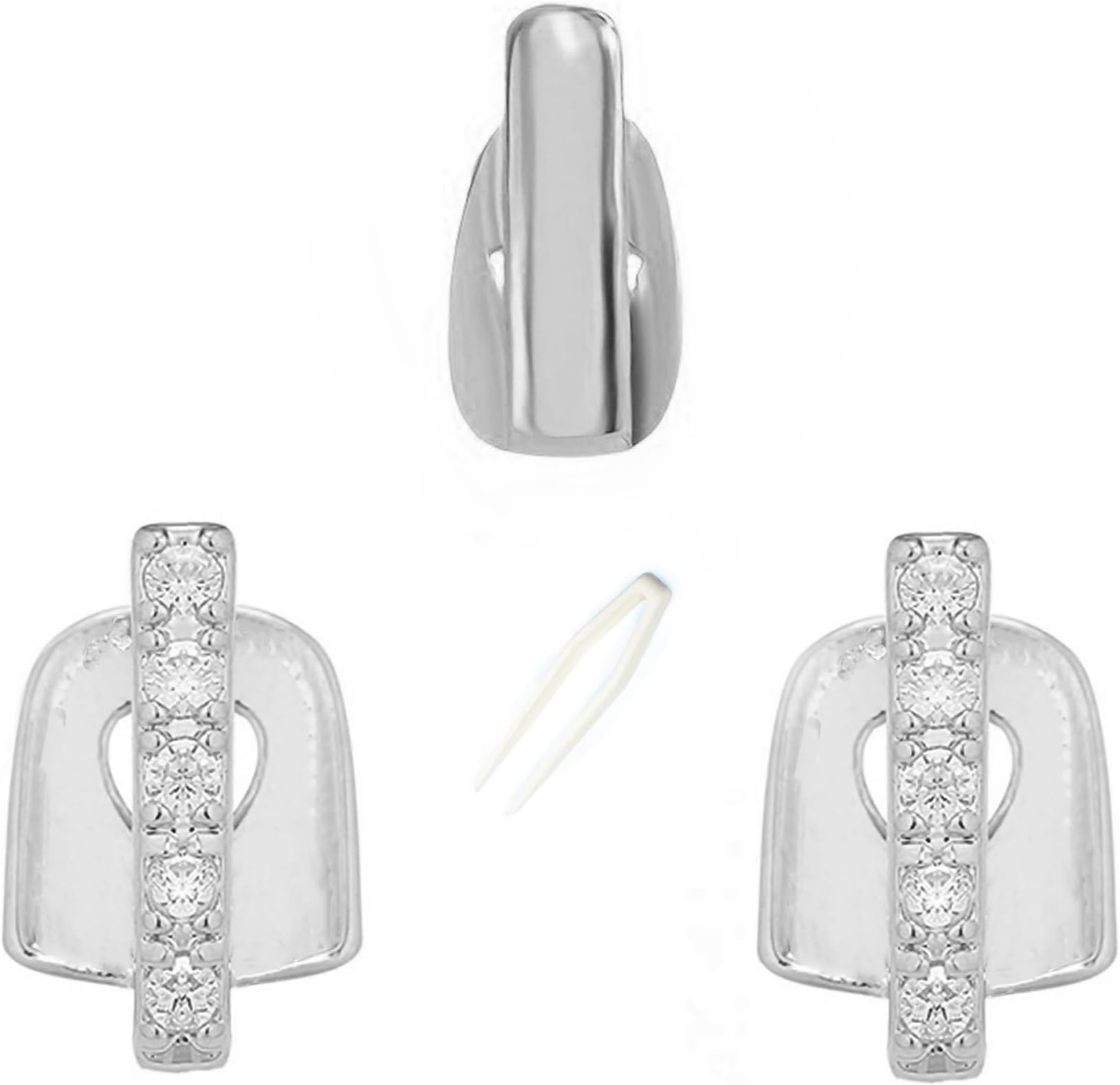 Diamond Grillz Set, Kucheed Shiny Single Teeth Grills Cap, 18K Gold Plated Hip Hop Top Tooth Jewelry With Silicone Sleeve, Trendy Dental Decorations for Rapper Costume Party Streetwear