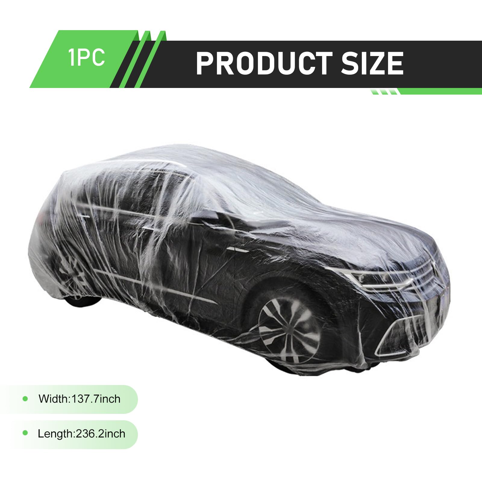 Qurbuns 4 PCS Disposable Car Covers 11 48Ft x 19 69Ft Clear Plastic Car Covers Dust and Rainproof — view 2