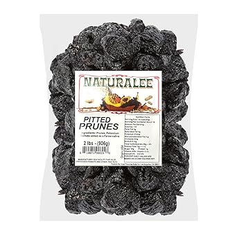 Naturalee Dried Prunes 2 lb - Pitted - No Added Sugar - Gluten Free, Vegan, High Fiber Snack