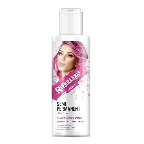 Rebellious Colours - Tinte semipermanente vegano para el cabello, 2.4 fl oz (rosa flamenco)