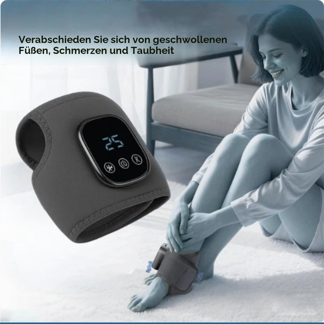 3-in-1 Ankle Kompressionsmassagegerät mit Wärme- & Vibrationsfunktion – lindert Brennen, Kribbeln & Taubheit – verstellbare Intensität – für Zuhause & Büro – ideal für Diabetiker & Senioren