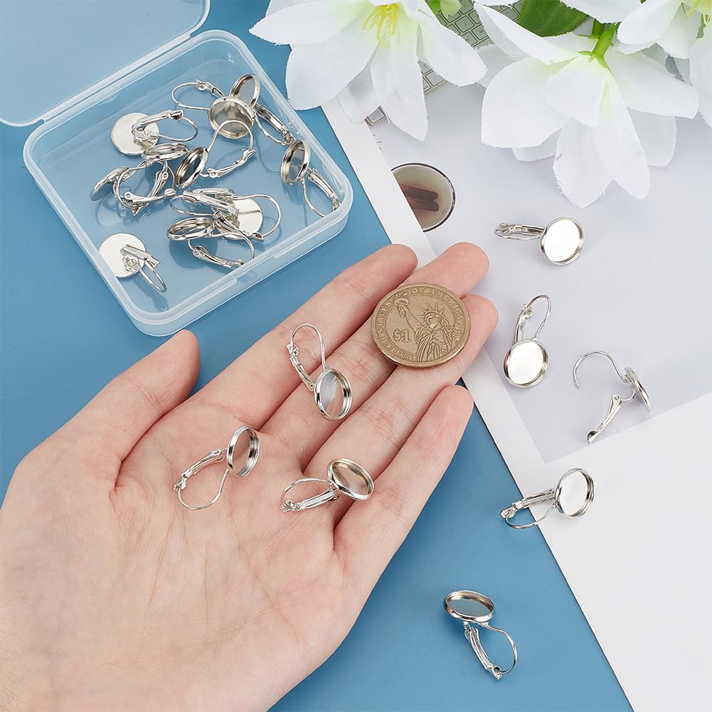 PH PandaHall 20pz Clip Orecchini Fai da Te Base Cabochon 14x27mm Ottone Basi Cerchio Creazione Gioielli 12mm