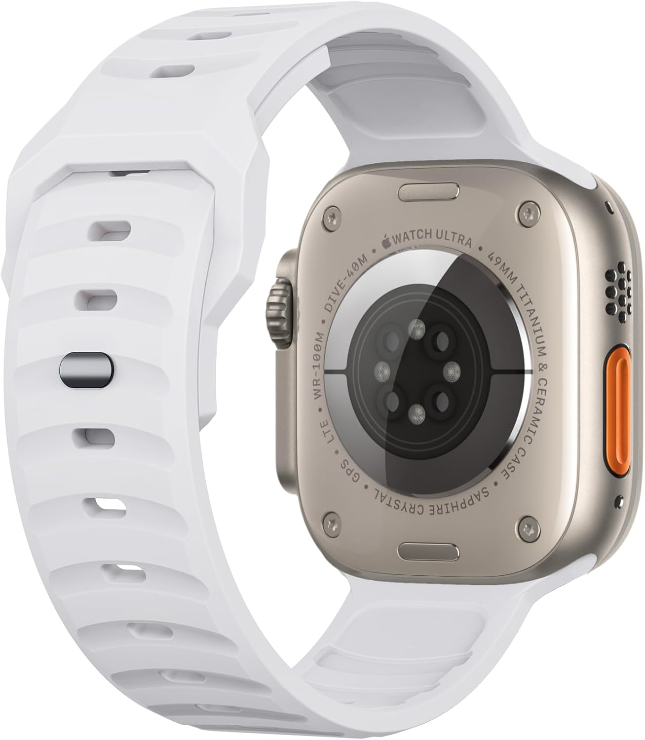 Sport Bands Compatible with Apple Watch Ultra 3/2/1 49mm, Series 11/10 46mm, 9/8/7 45mm, SE/6/5/4 44mm, 3/2/1 42mm for Men Women Silicone iWatch Band (49/46/45/44mm, White) - Image 2