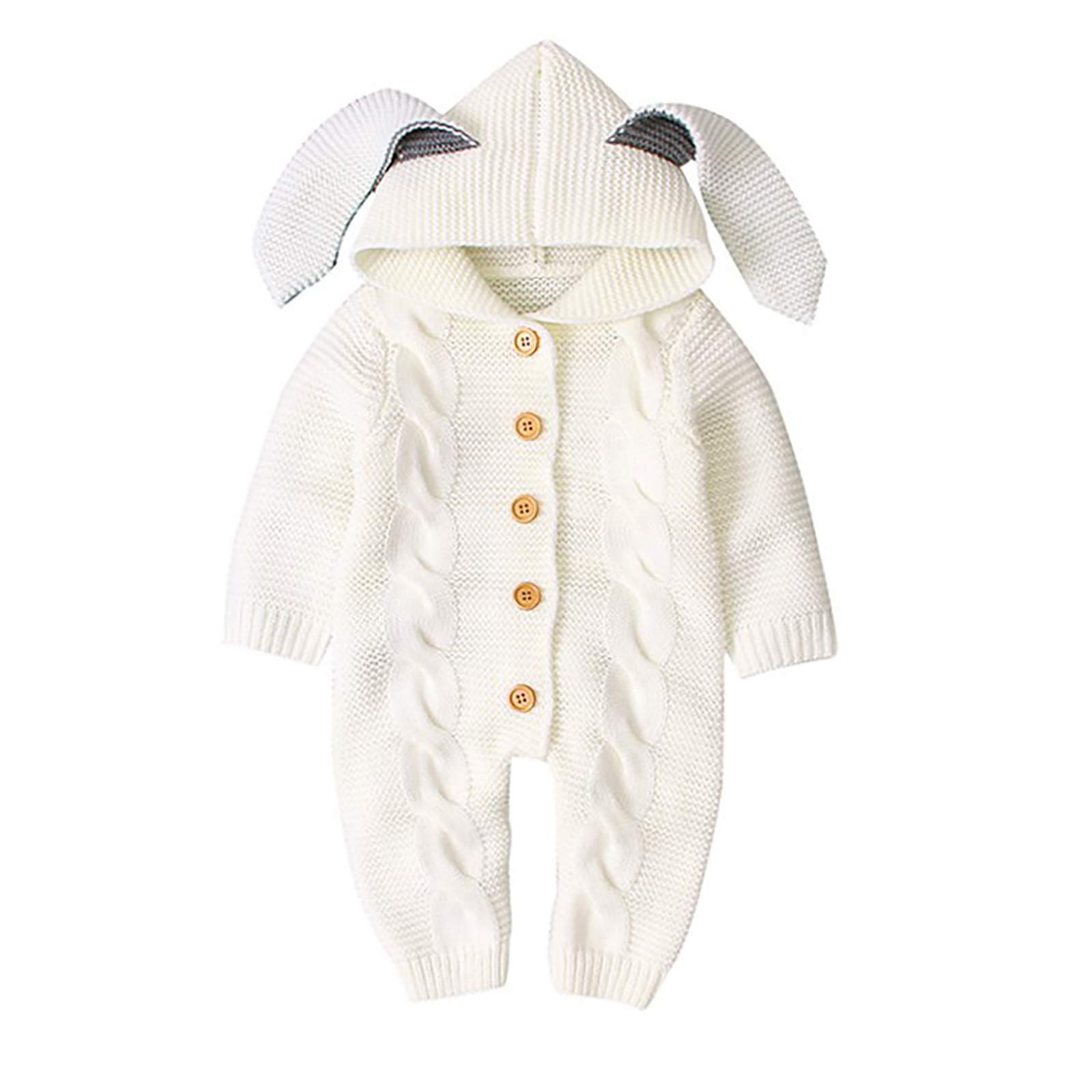 Pelele De Punto con Capucha para Bebé Recién Nacido, Traje De Nieve Más Cálido De Invierno para Niños Niñas Juguetes De Punto para Bebés,Beige,100