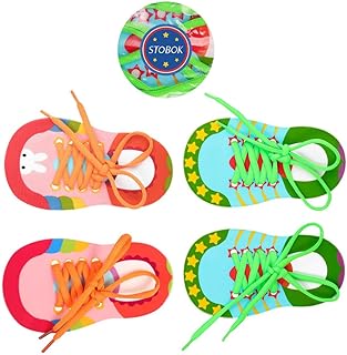 NUOBESTY Brinquedo Cerebral 4Pcs Brinquedos De Prática De Amarrar Sapato Aprender A Amarrar Cadarços Auxiliar De Ensino De Enfiamento De Cadarço Para Aprendizagem Educacional Precoce