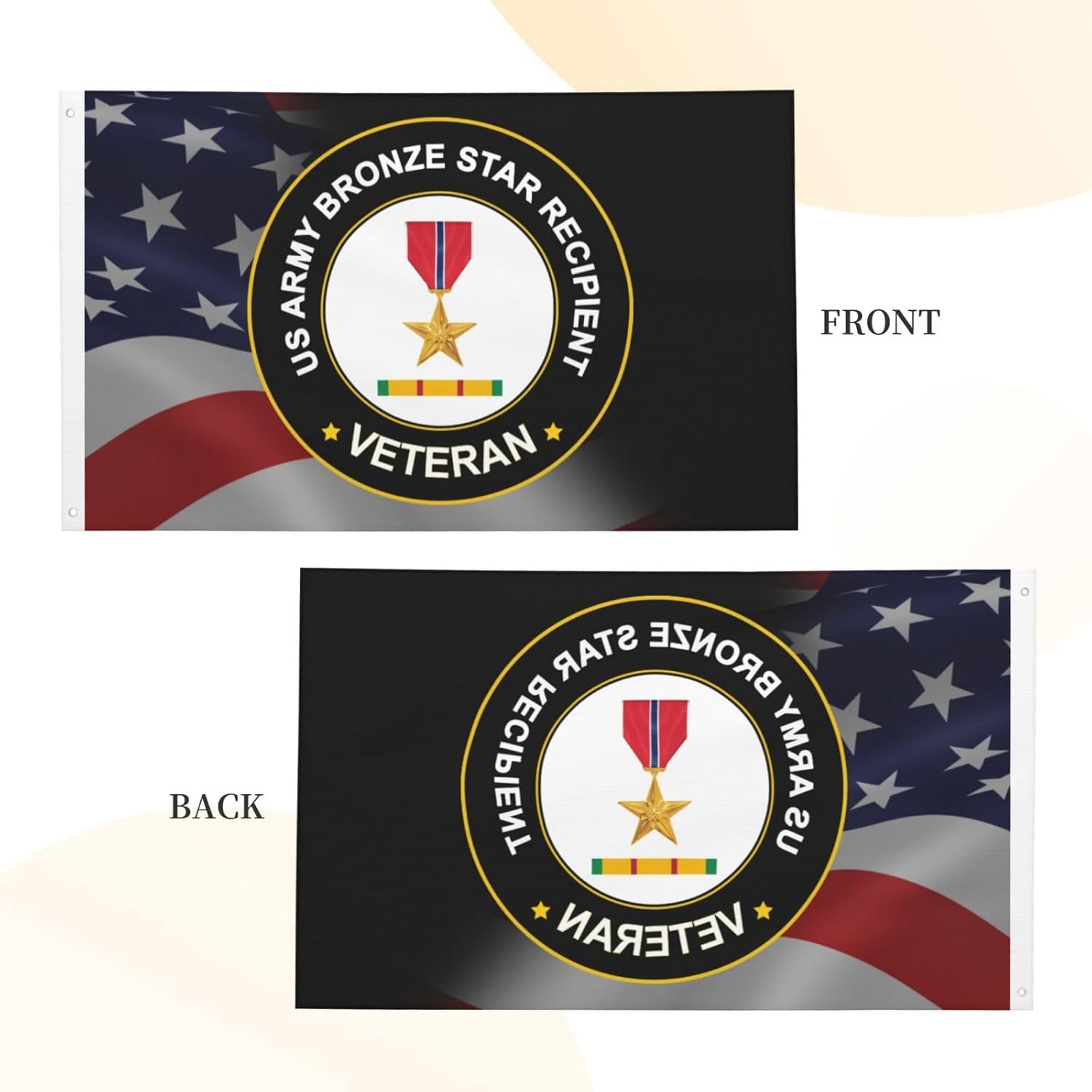 Generic US Bronze Star Medal Recipient Vietnam Service Combat Veteran 3x5 Ft Flag - Durable Polyester, Double-sided Design for Outdoor or Indoor Use74, Black