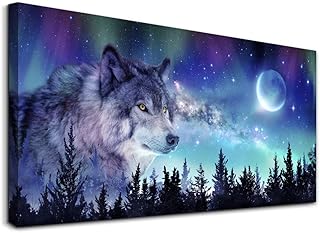 Canvas Wall Art For Living Room Large Wall Decor Paintings For Bedroom Modern Family Wall Decorations For Office Abstract Aurora Scenery Canvas Art Wolf Decor Pictures Artwork Posters Home Decoration