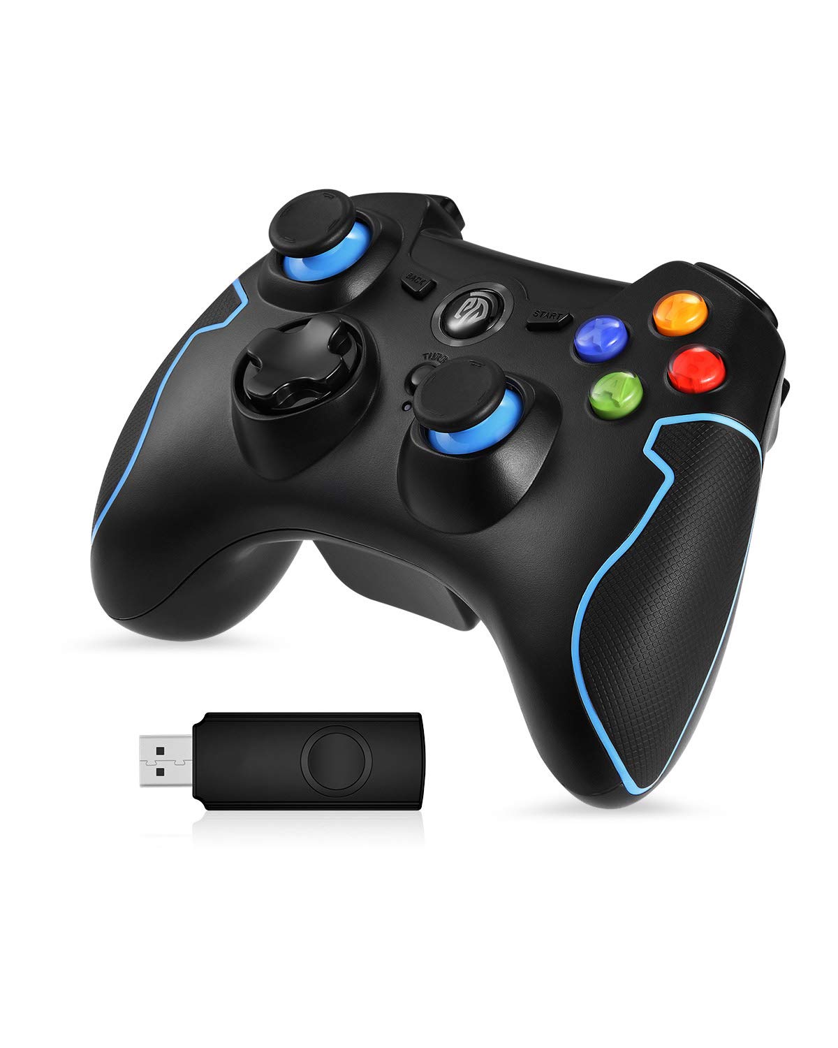 EasySMX Mando para PC, [Regalos de Reyes] Mando Inalámbrico PS3 Gamepad Wireless Compatible con Windows XP y Vista, Windows 7/8/8.1/10 y 10, PS3, Android y Operación Rango hasta 10M (Azul)