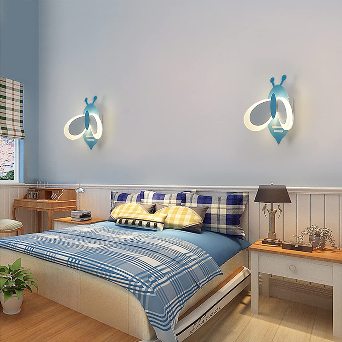 16W LED Wall Light Kids Room Nowoczesna wewnętrzna kinkiet Sypialnia z 3 kolorowymi światłami Dziecięca nocna kinkiet dla chłopca Dziewczyna Pokój Przedszkole Lampka nocna Restauracja Kawiarnia Oprawy
