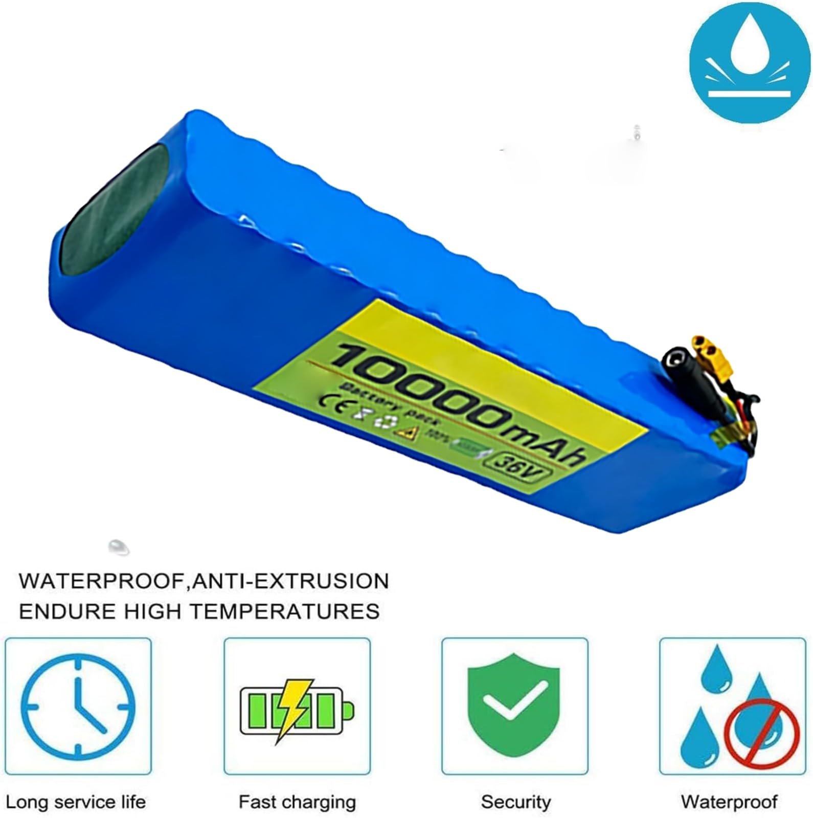 Batterie Lithium-ION 36 V 10 Ah pour Trottinette Ou Vélo Électrique avec Protection BMS Intégrée, Batterie Rechargeable Étanche