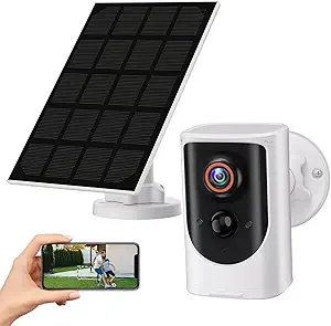 EKEN Solar Security Camera Wireless Outdoor, Home Bullet Cam with Smart AI Human Detection, 1080P HD, 2-Way Talk, Night Vision, Cloud Storage, IP65 Weather Resistance, Solar Panel Contained