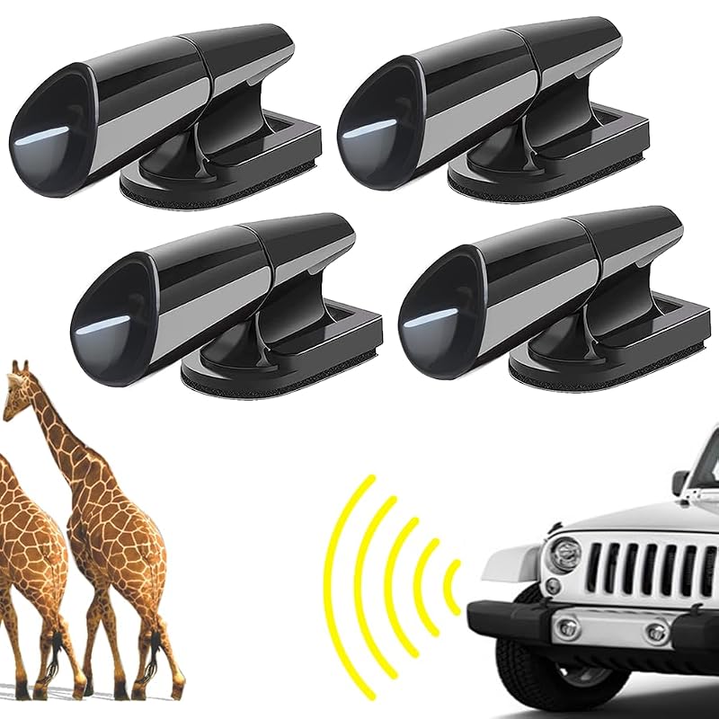 Kit de 4 Apitos de Advertência para Veados Pormkig com Ultrassom e Vento para Carros, SUVs, Caminhões e Motocicletas