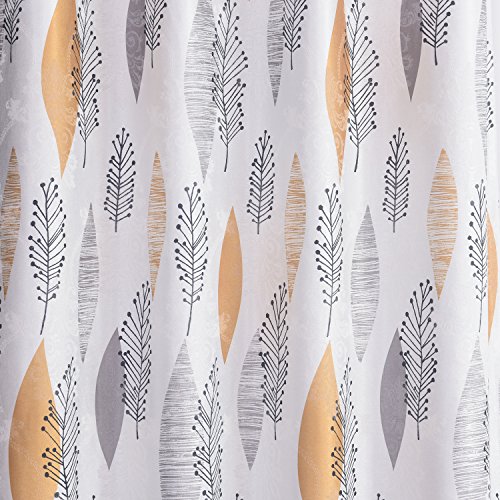 Cherry Home Multicolored Leaf Curtains Print Floral Blocking Light Lined Curtain Pair Pillow Set Panel Drapes Grommet Yellow 52Wx102L Inch,2 Panels,2 Matched Pillow Case For Bedroom #TOP5