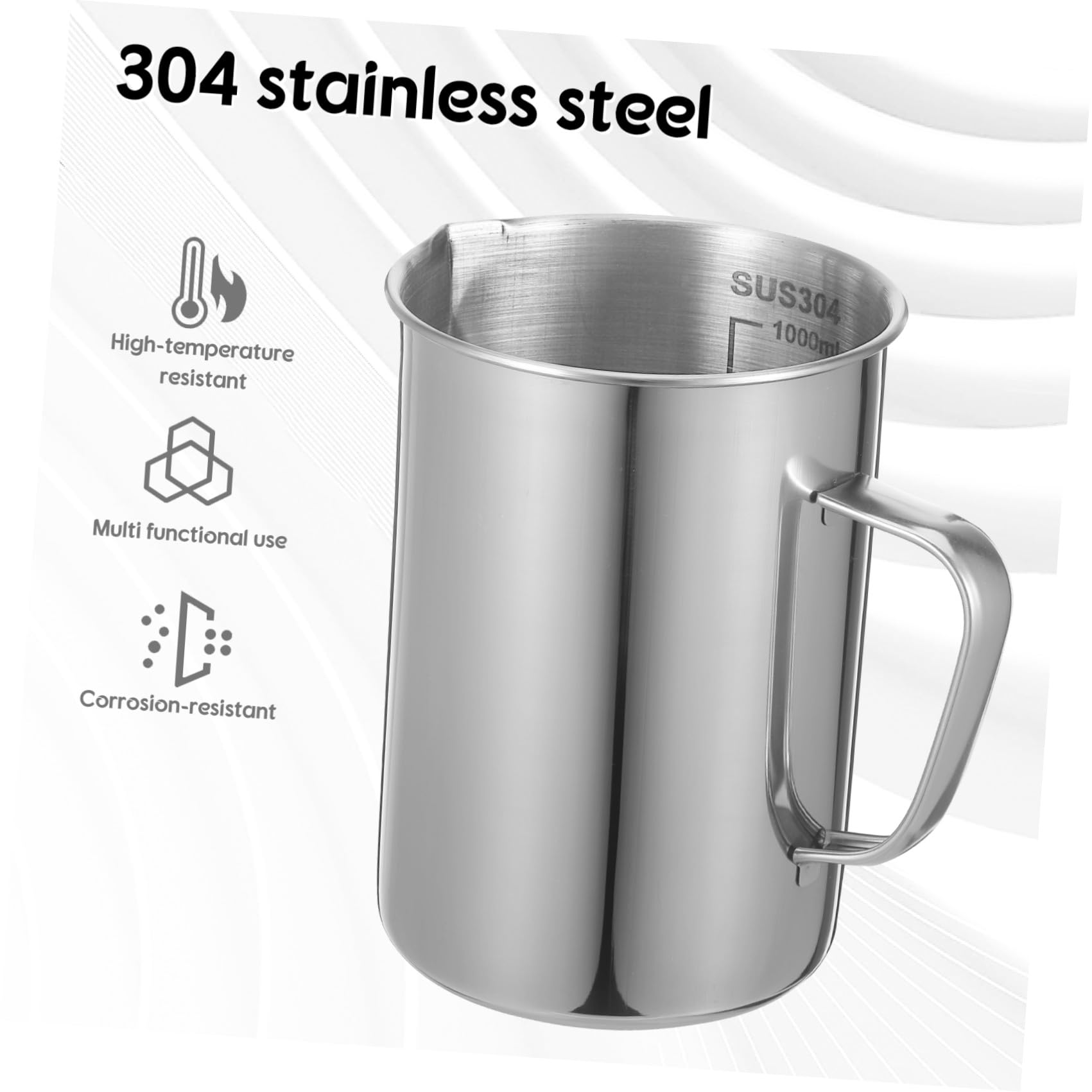 ULTECHNOVO 2piezas Vaso Medidor De Acero Inoxidable De Escala Graduada Para Laboratorio y Cocina Para Medir Líquidos y Sólidos Diseño Resistente y Fácil De Leer