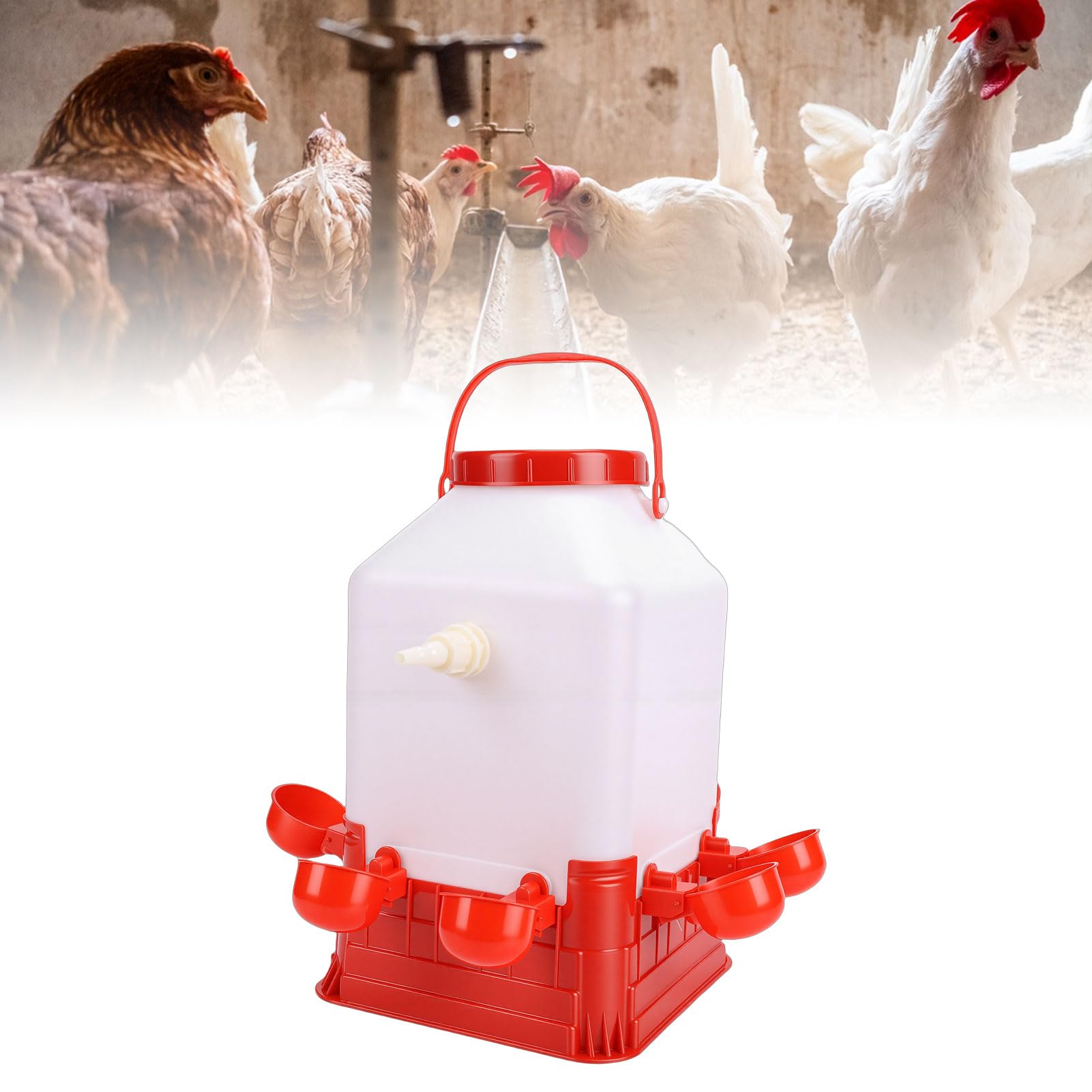 HEEPDD Abbeveratoio Automatico per Pollame, capacità 10 Litri, 8 Ciotole, Senza Rifiuti, per Pollaio da Cortile, Plastica Facile da Pulire per Piccoli Allevamenti